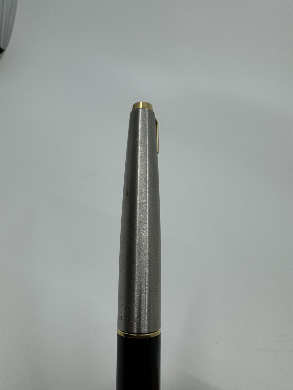 Vintage Parker USA Fountain Pen Black with Silver and Gold Cap and Accents