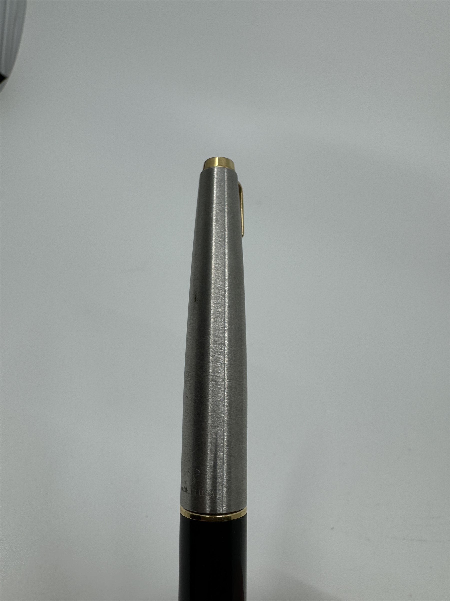 Vintage Parker USA Fountain Pen Black with Silver and Gold Cap and Accents