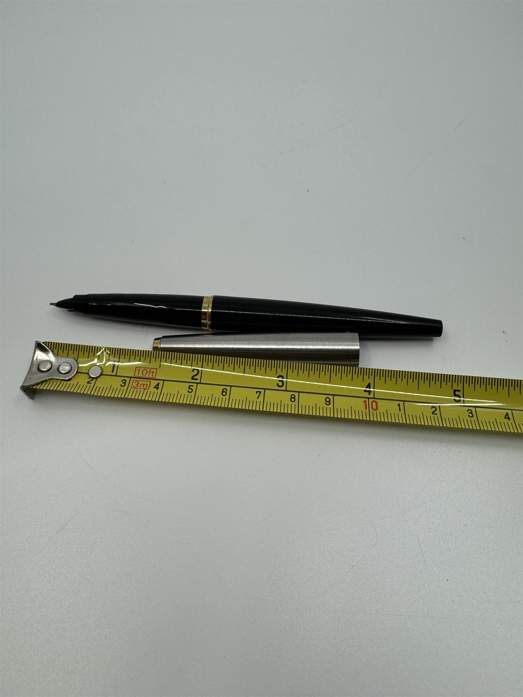 Vintage Parker USA Fountain Pen Black with Silver and Gold Cap and Accents