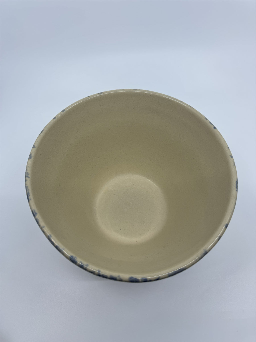 Blue Spongeware 8" Mixing Bowl Roseville Robinson Ransbottom Pottery RRP Co Ohio