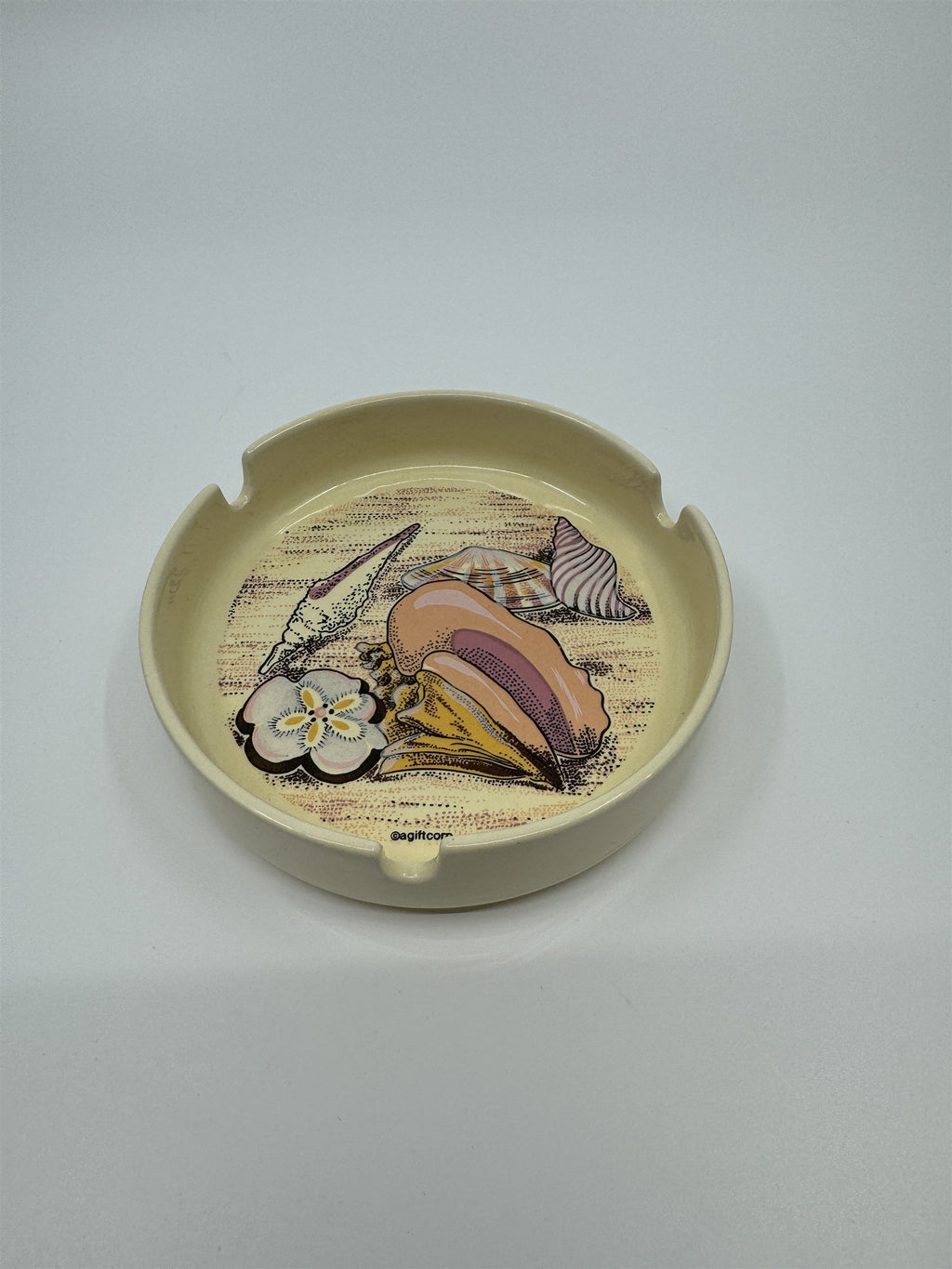 Beach Souvenir Ash Tray /w Sea Shells, Sand Dollars, Clam, Oyster, Conch Shell