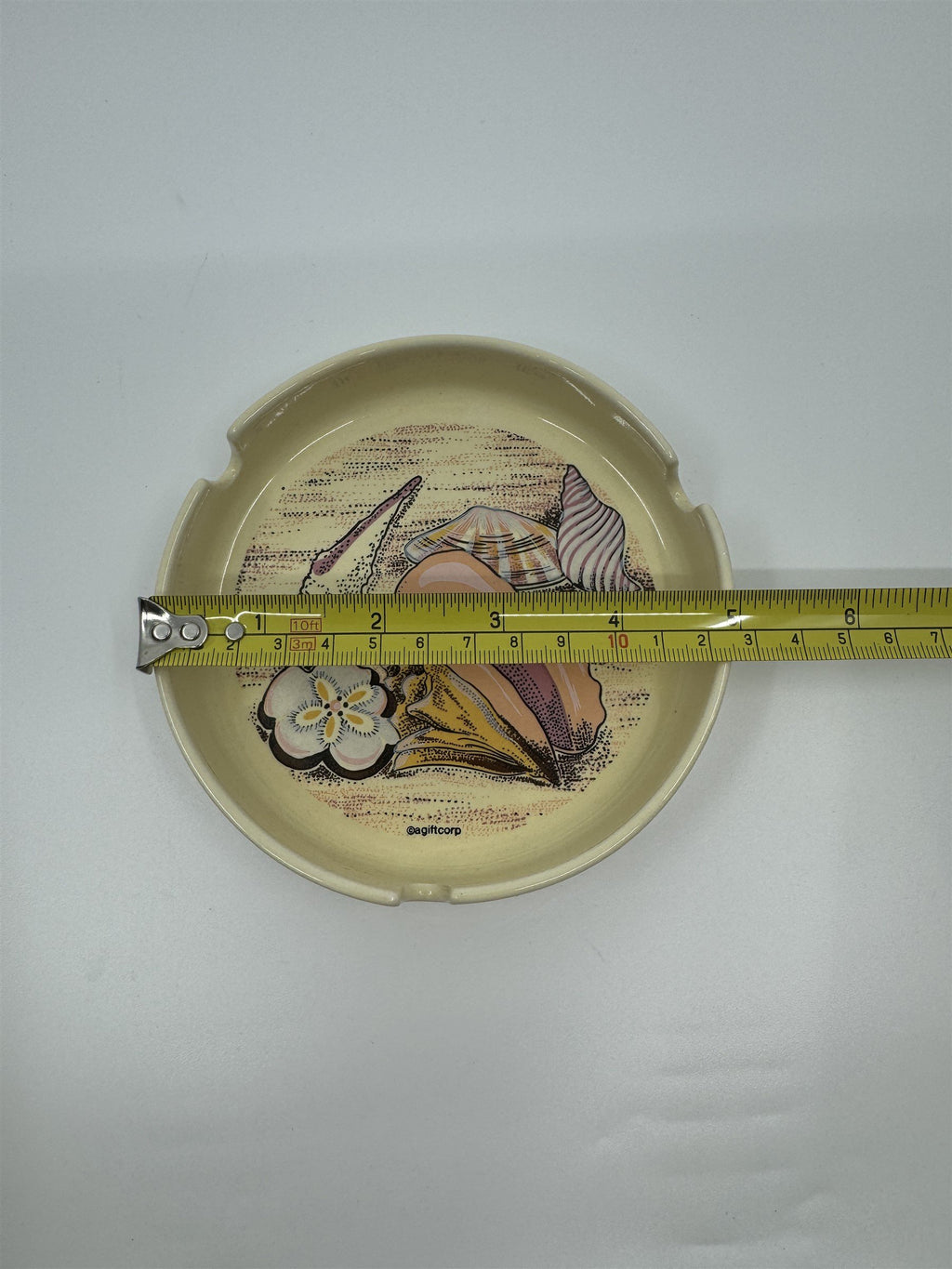 Beach Souvenir Ash Tray /w Sea Shells, Sand Dollars, Clam, Oyster, Conch Shell