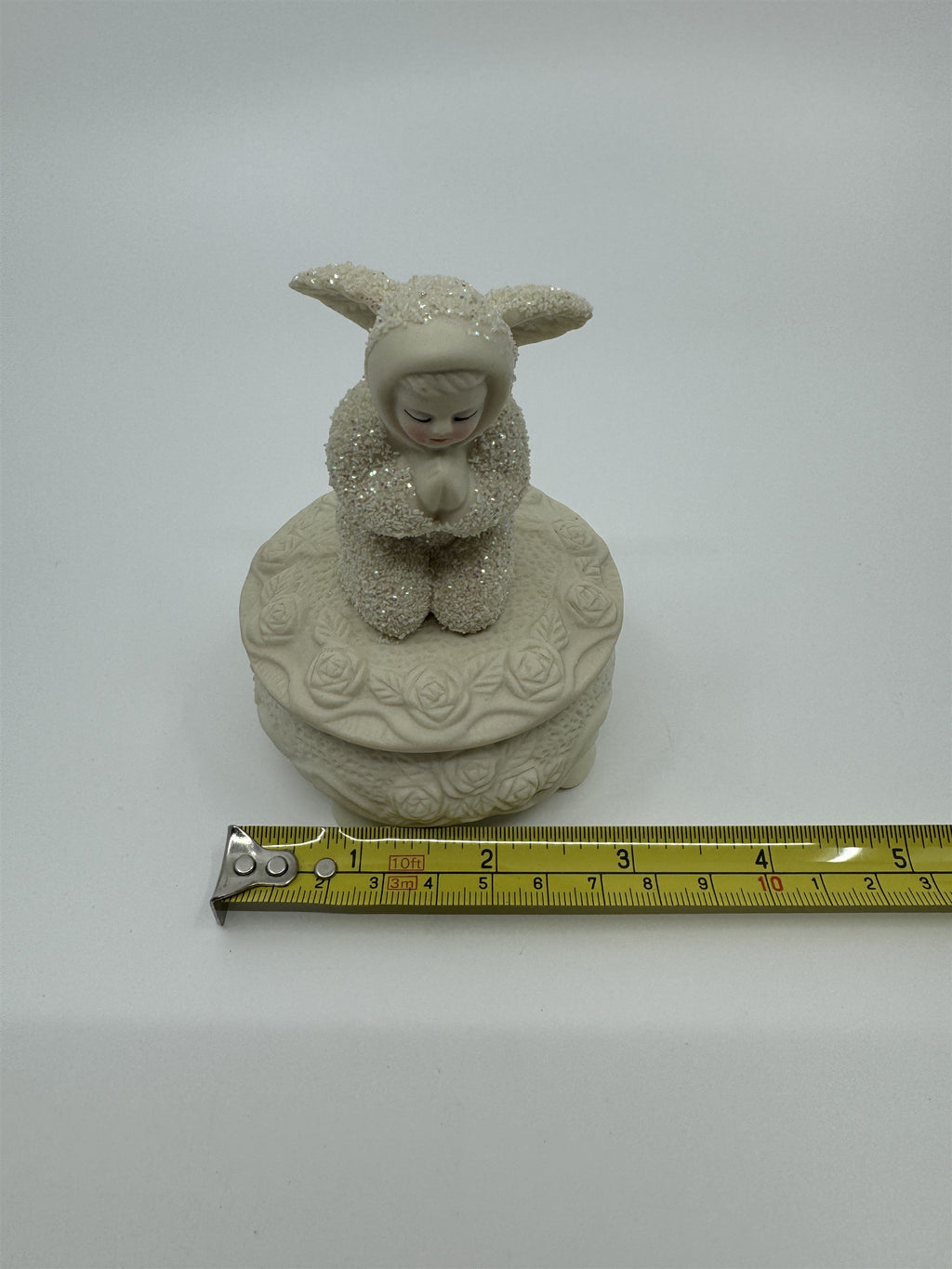 Snowbabies Praying Angel /w Wings Easter Floral Ornate Jewelry Trinket Dish