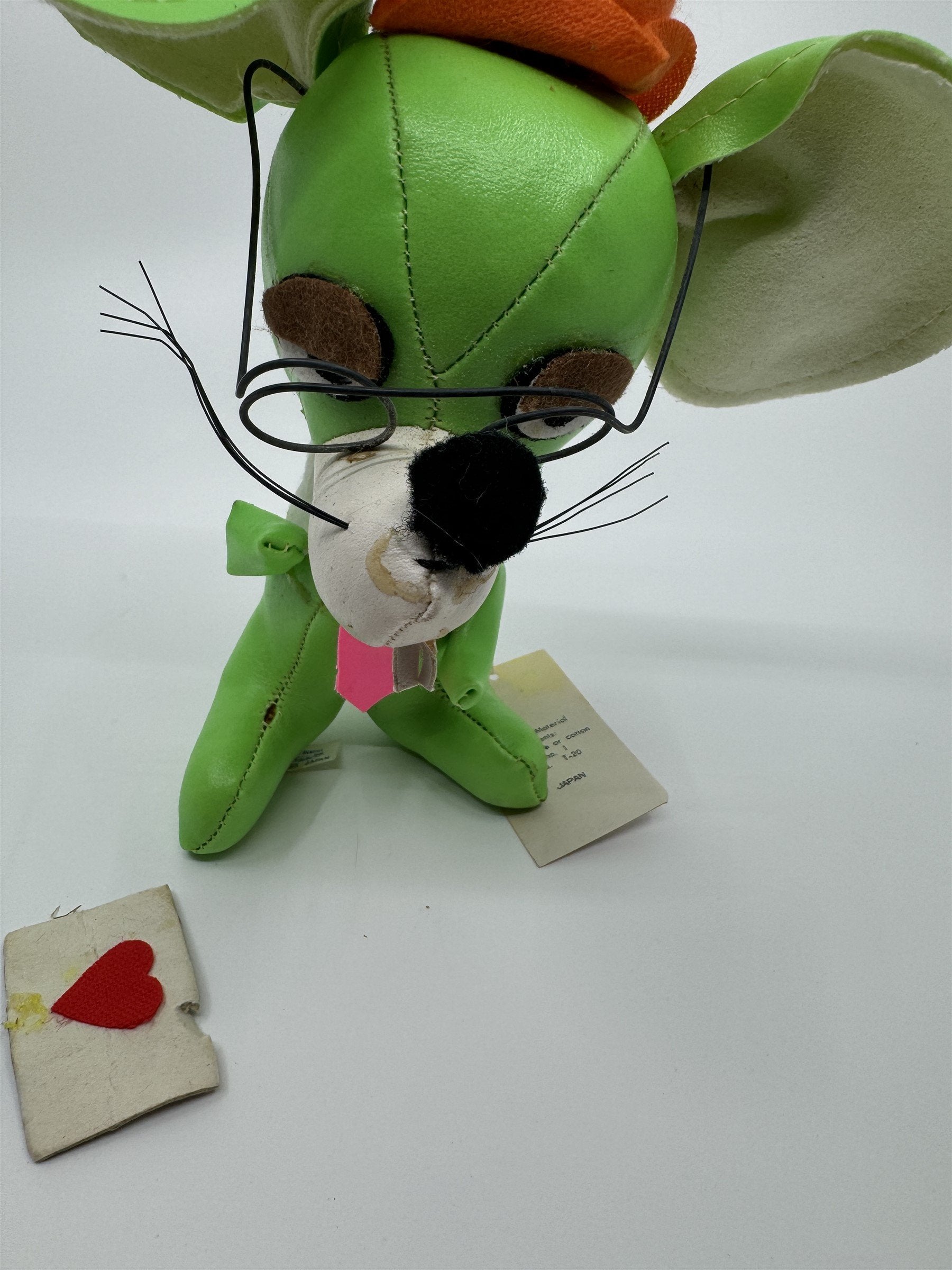 Vintage Jestia TKR No 725 JAPAN Green Mouse Rat Love Letter Tie Snuggle-y Toy