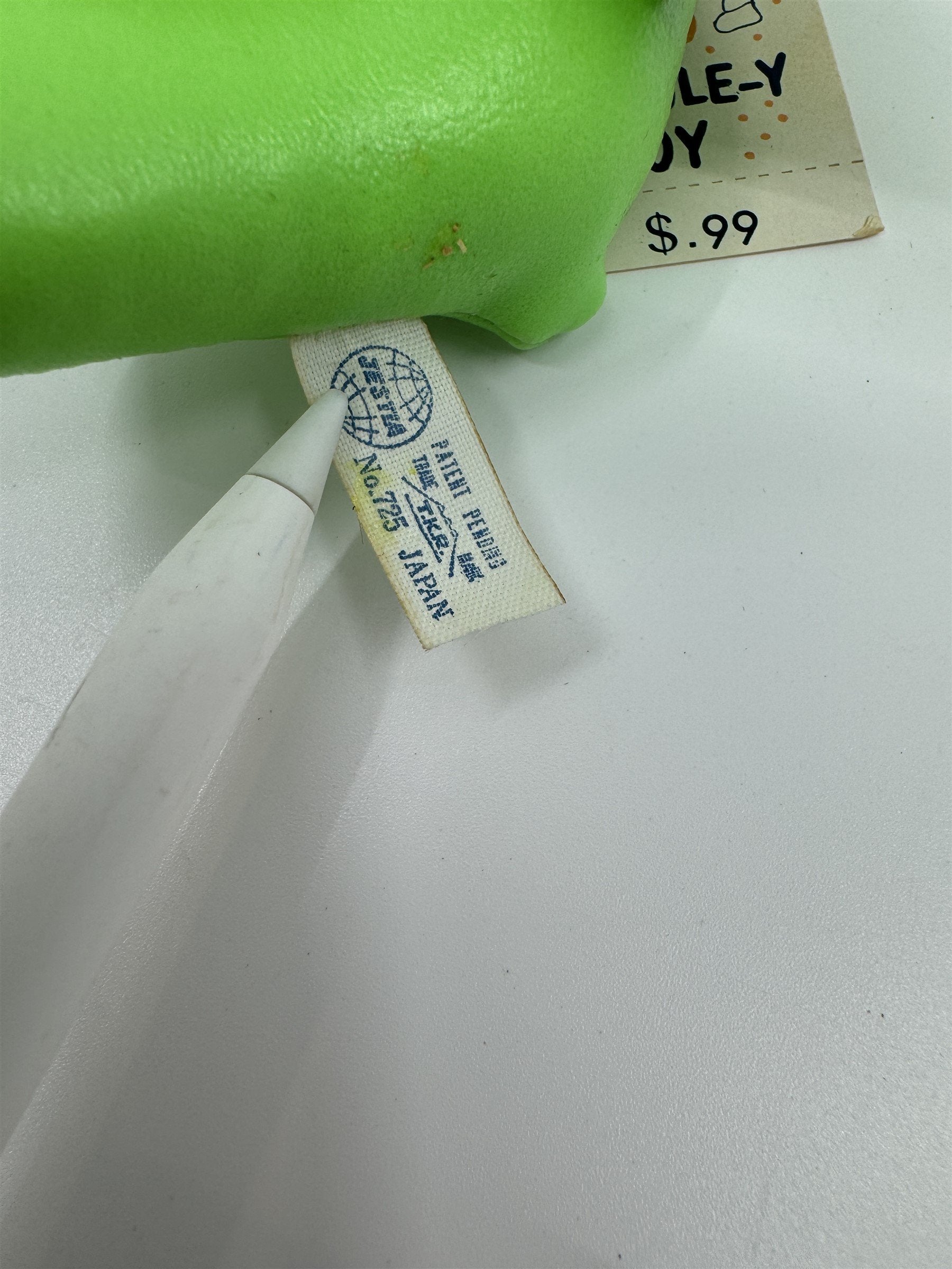 Vintage Jestia TKR No 725 JAPAN Green Mouse Rat Love Letter Tie Snuggle-y Toy