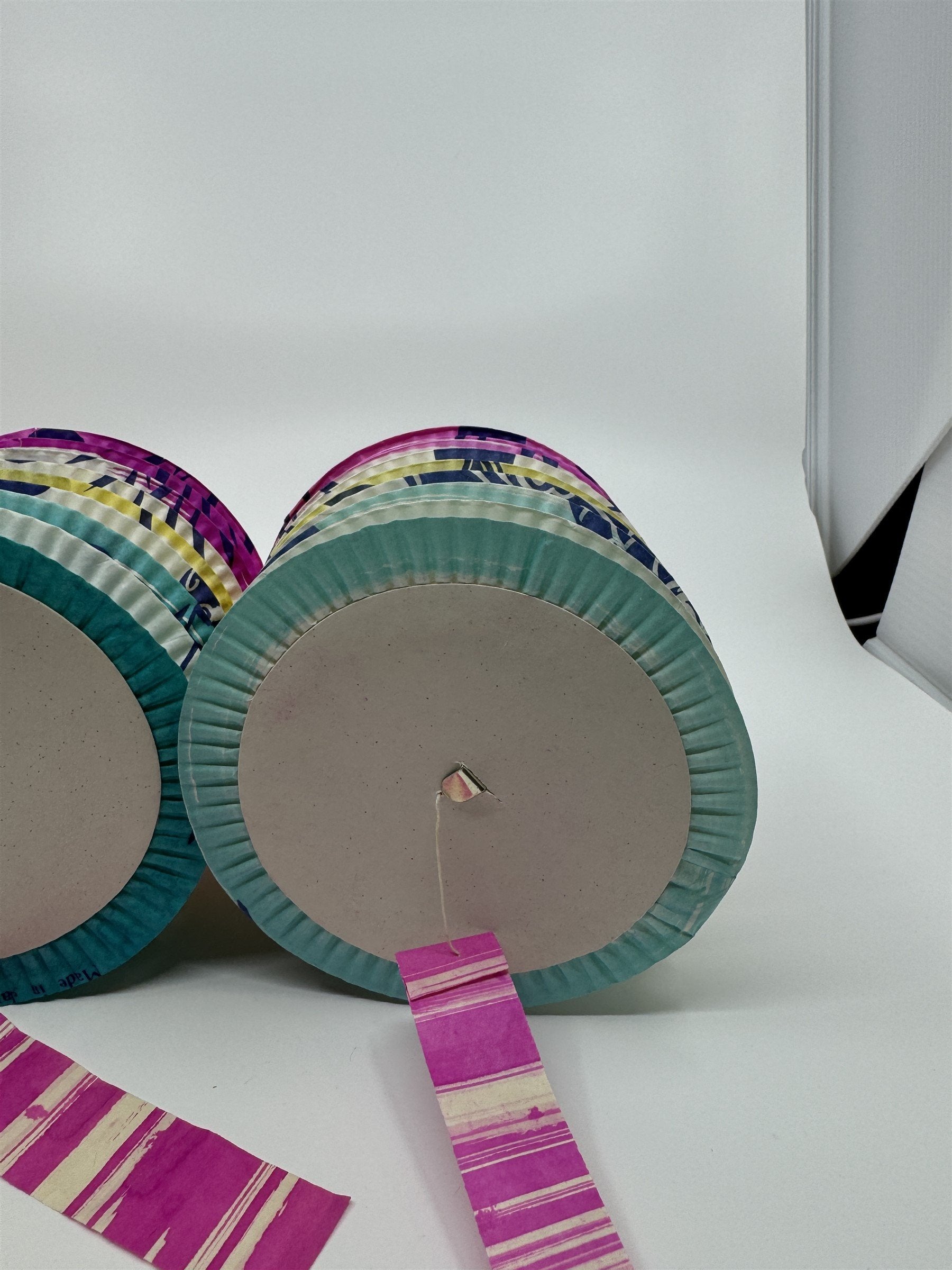 Set of 3 Made in Japan Old Stock Paper Lanterns Pink/Blue 1x 6in and 2x 4in