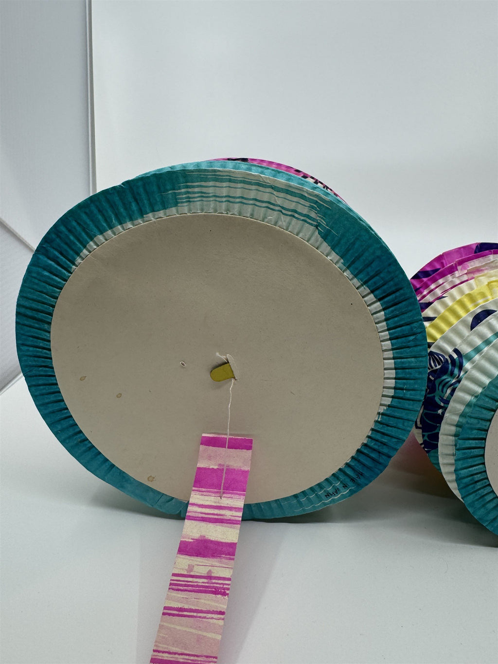 Set of 3 Made in Japan Old Stock Paper Lanterns Pink/Blue 1x 6in and 2x 4in