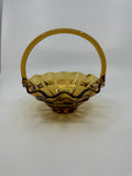 Vtg Fenton Amber Honey Gold Caramel Valencia Ruffled Edge Basket Approx. 8" MGM