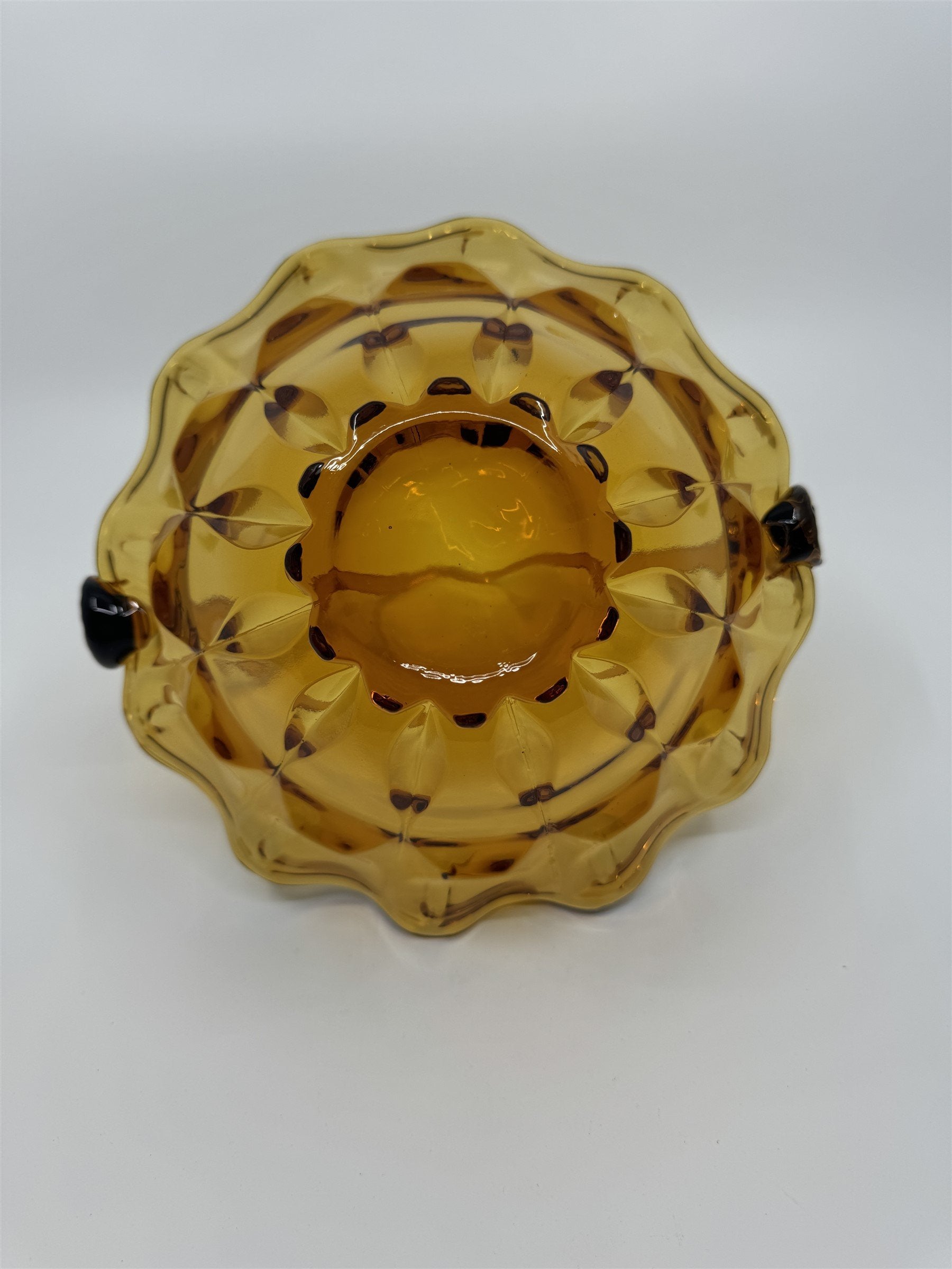 Vtg Fenton Amber Honey Gold Caramel Valencia Ruffled Edge Basket Approx. 8" MGM