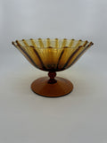 Vtg Fenton Amber Honey Gold Caramel Valencia Pedestal Dish 8-1/2" Wide by 5-1/2"