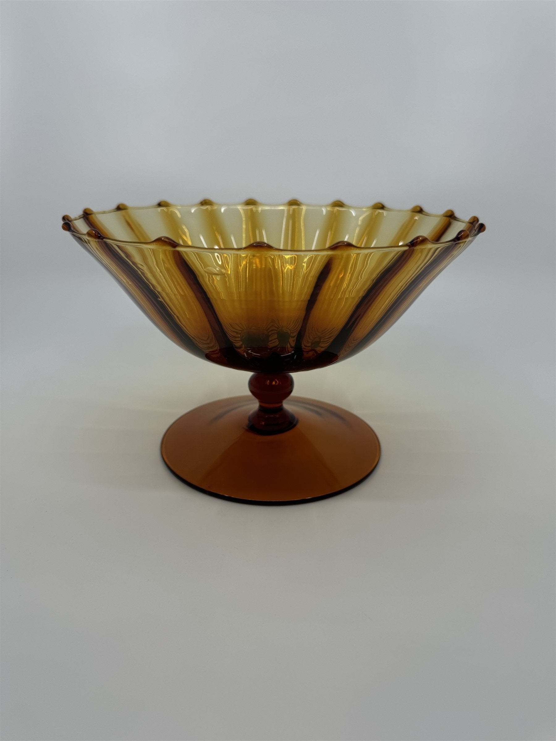 Vtg Fenton Amber Honey Gold Caramel Valencia Pedestal Dish 8-1/2" Wide by 5-1/2"