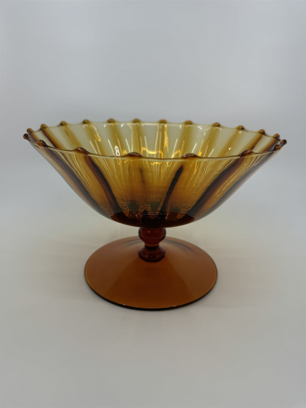 Vtg Fenton Amber Honey Gold Caramel Valencia Pedestal Dish 8-1/2" Wide by 5-1/2"