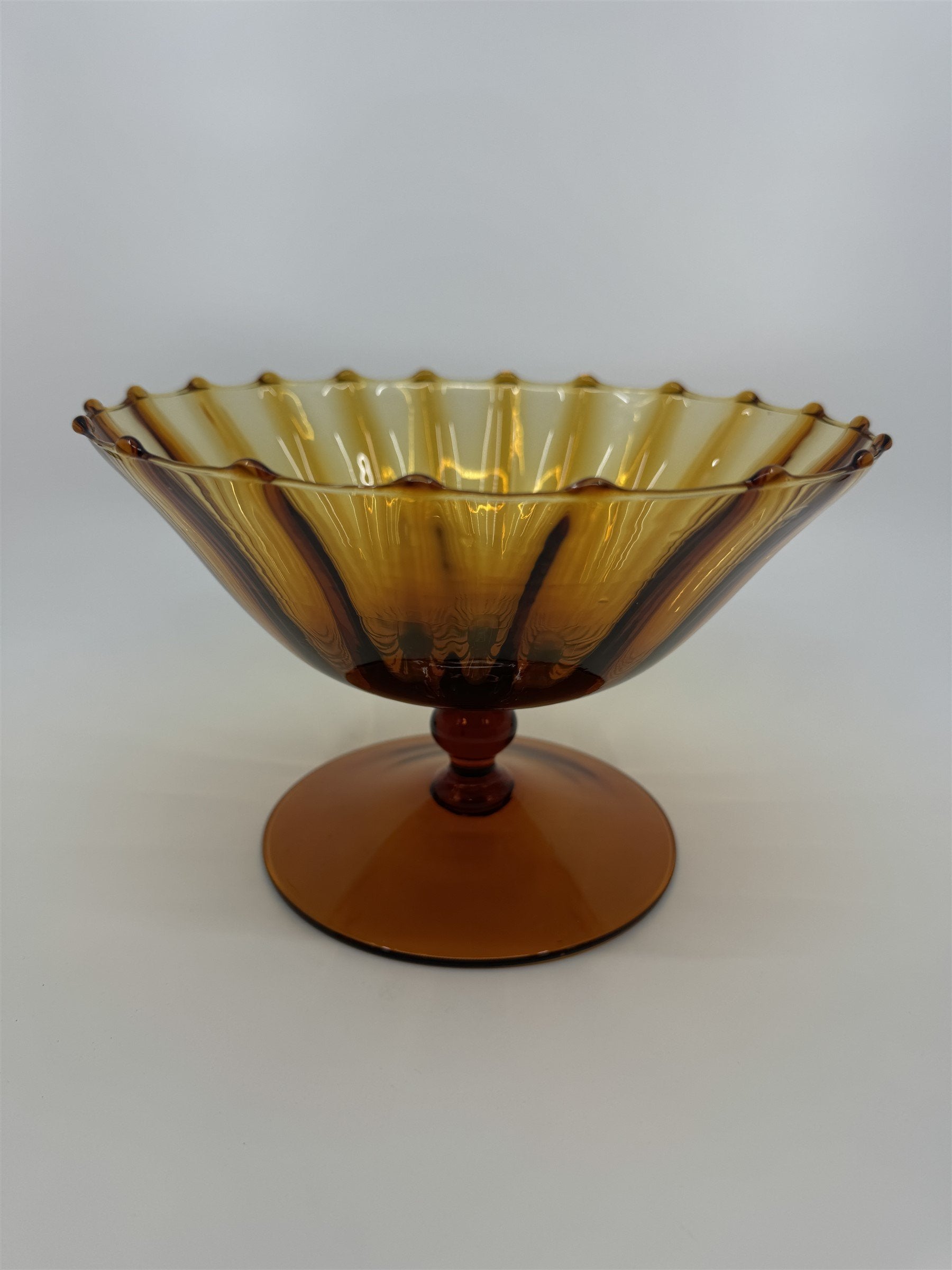 Vtg Fenton Amber Honey Gold Caramel Valencia Pedestal Dish 8-1/2" Wide by 5-1/2"