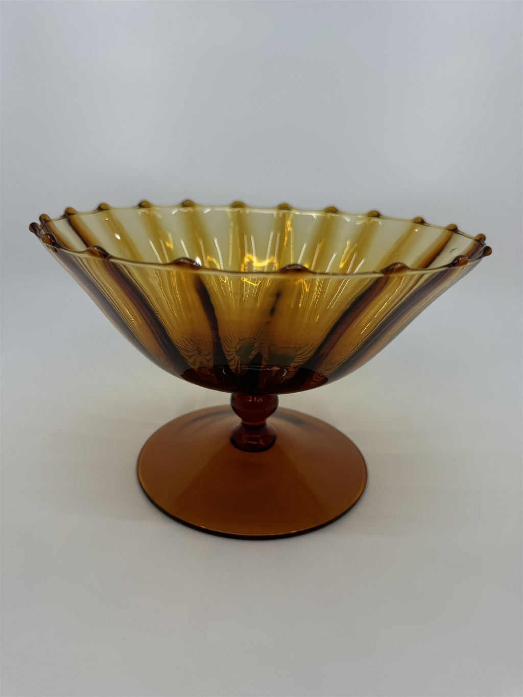 Vtg Fenton Amber Honey Gold Caramel Valencia Pedestal Dish 8-1/2" Wide by 5-1/2"