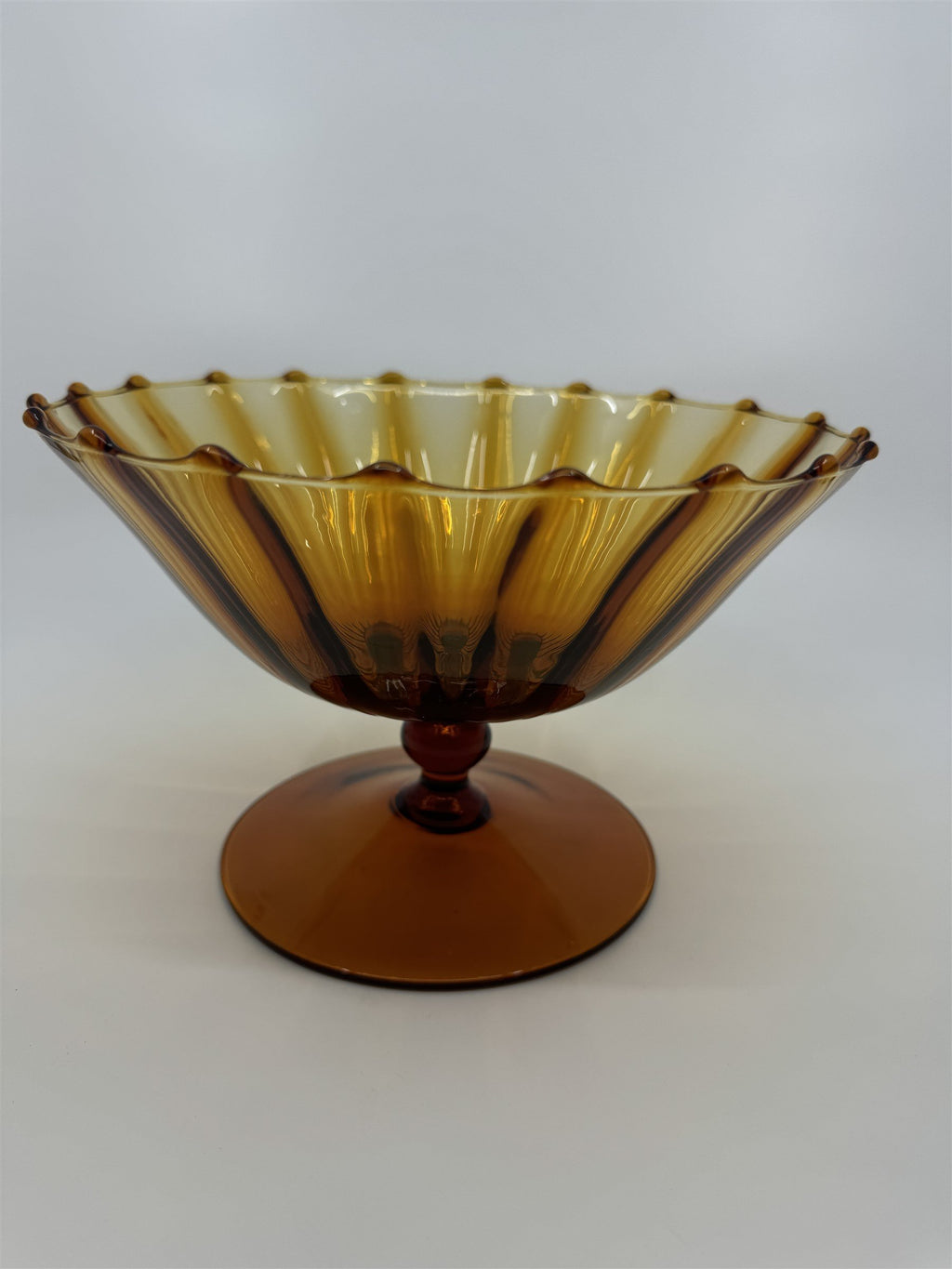 Vtg Fenton Amber Honey Gold Caramel Valencia Pedestal Dish 8-1/2" Wide by 5-1/2"