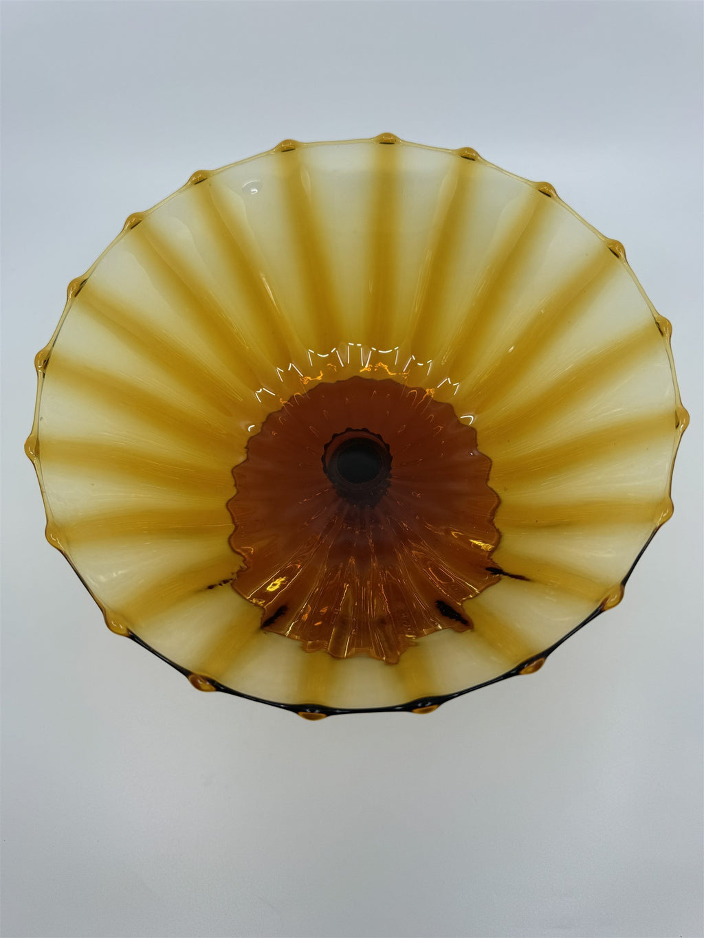 Vtg Fenton Amber Honey Gold Caramel Valencia Pedestal Dish 8-1/2" Wide by 5-1/2"
