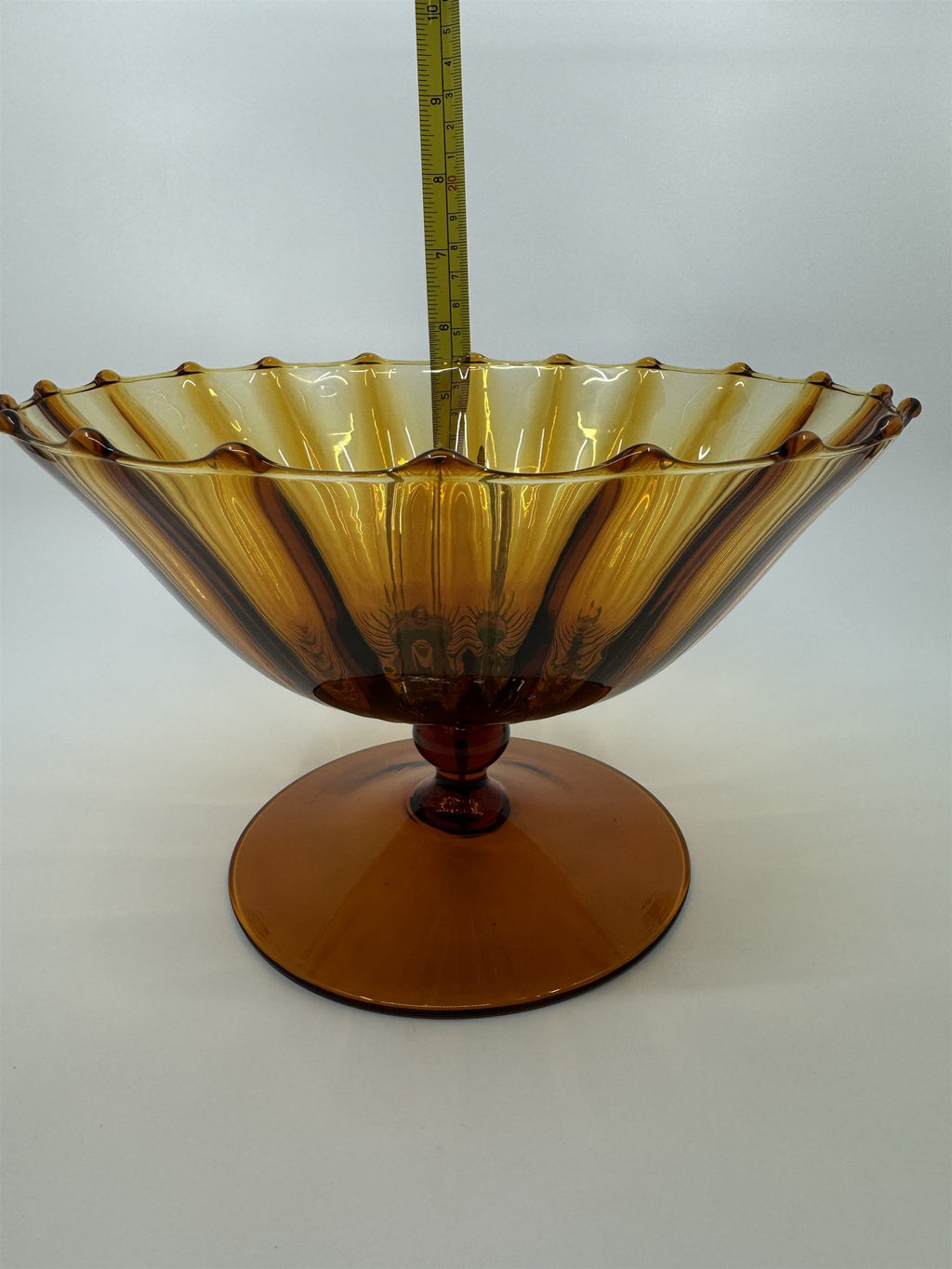 Vtg Fenton Amber Honey Gold Caramel Valencia Pedestal Dish 8-1/2" Wide by 5-1/2"