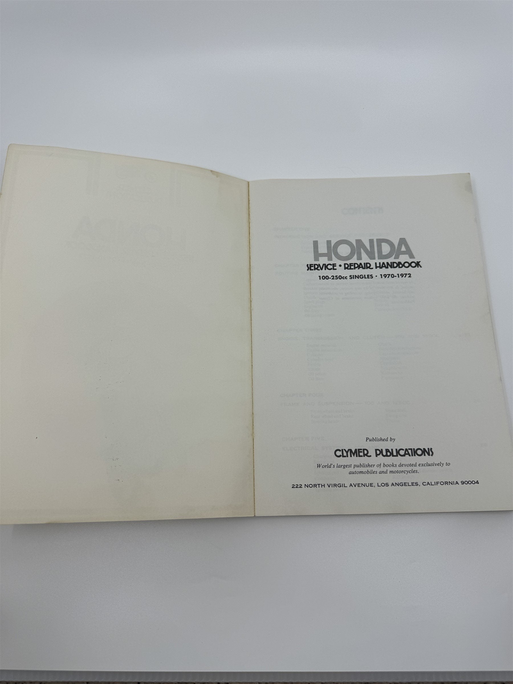 Clymer Publications 1970-1972 Honda 100-250cc Singles Service Repair Handbook