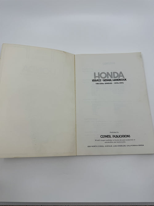 Clymer Publications 1970-1972 Honda 100-250cc Singles Service Repair Handbook