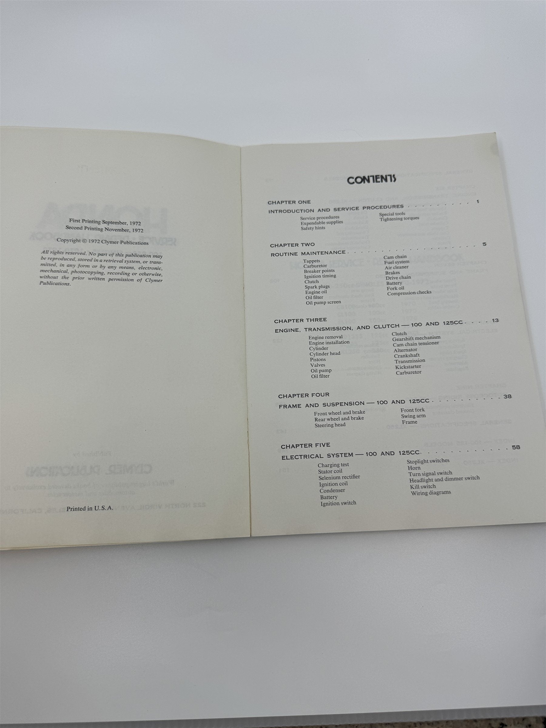 Clymer Publications 1970-1972 Honda 100-250cc Singles Service Repair Handbook