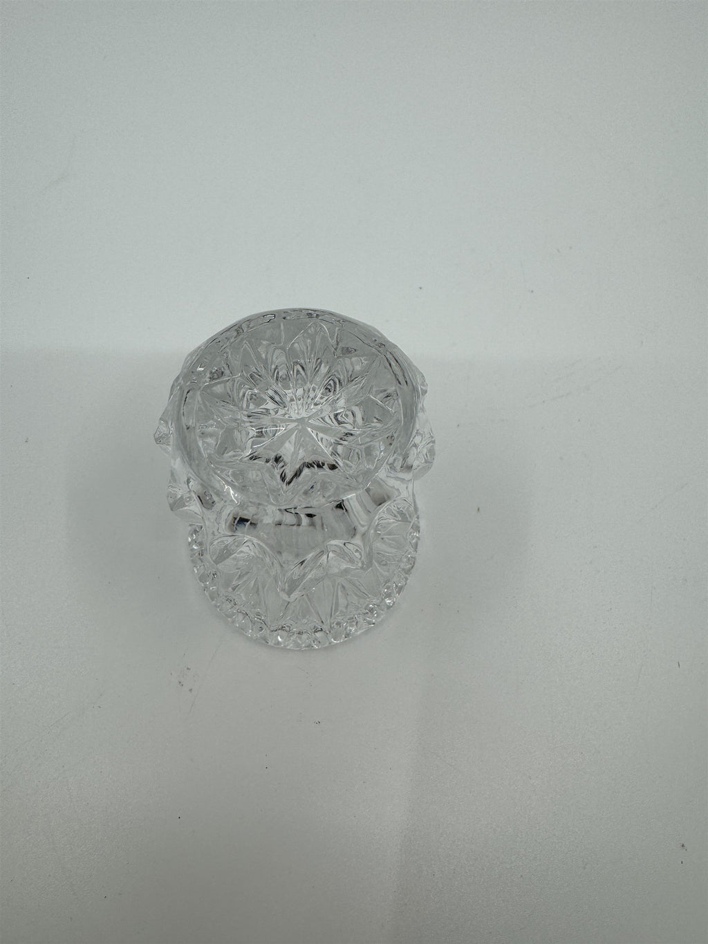 Vintage Crystal Toothpick Holder or Shot Glass Pointed Top Ornate