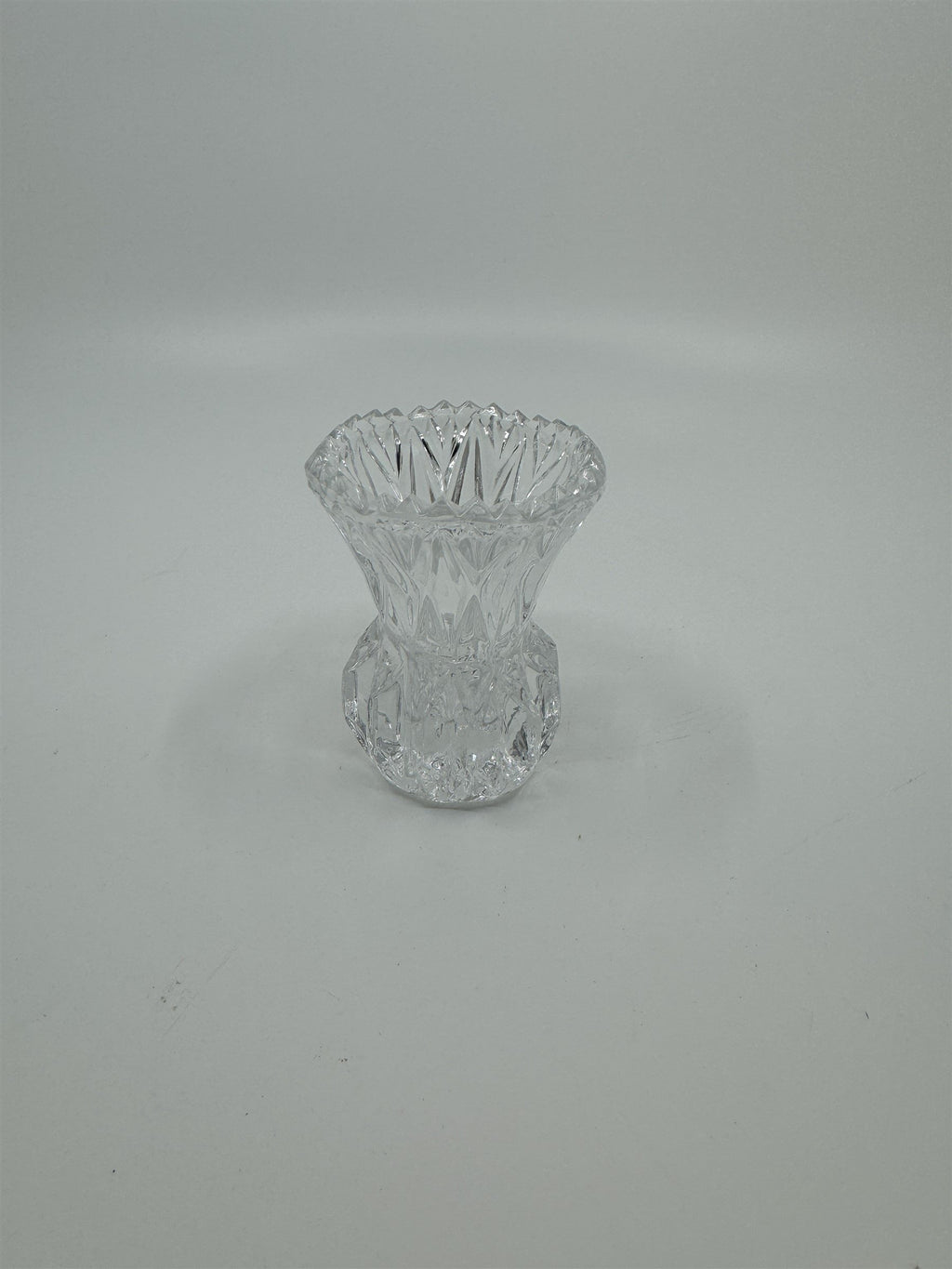 Vintage Crystal Toothpick Holder or Shot Glass Pointed Top Ornate Glass