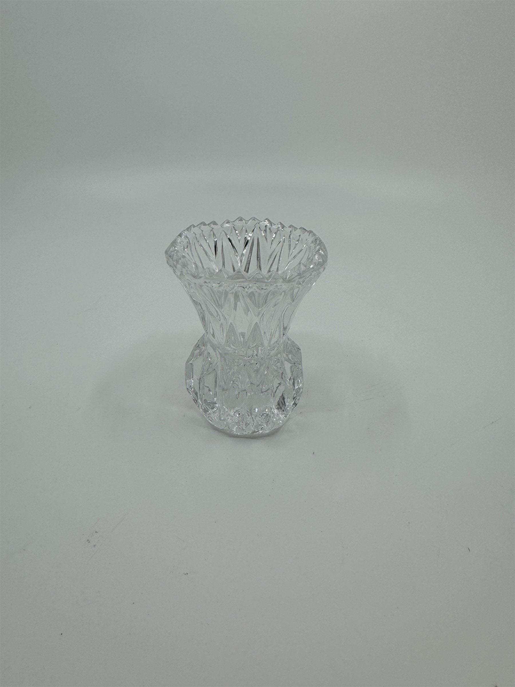 Vintage Crystal Toothpick Holder or Shot Glass Pointed Top Ornate Glass