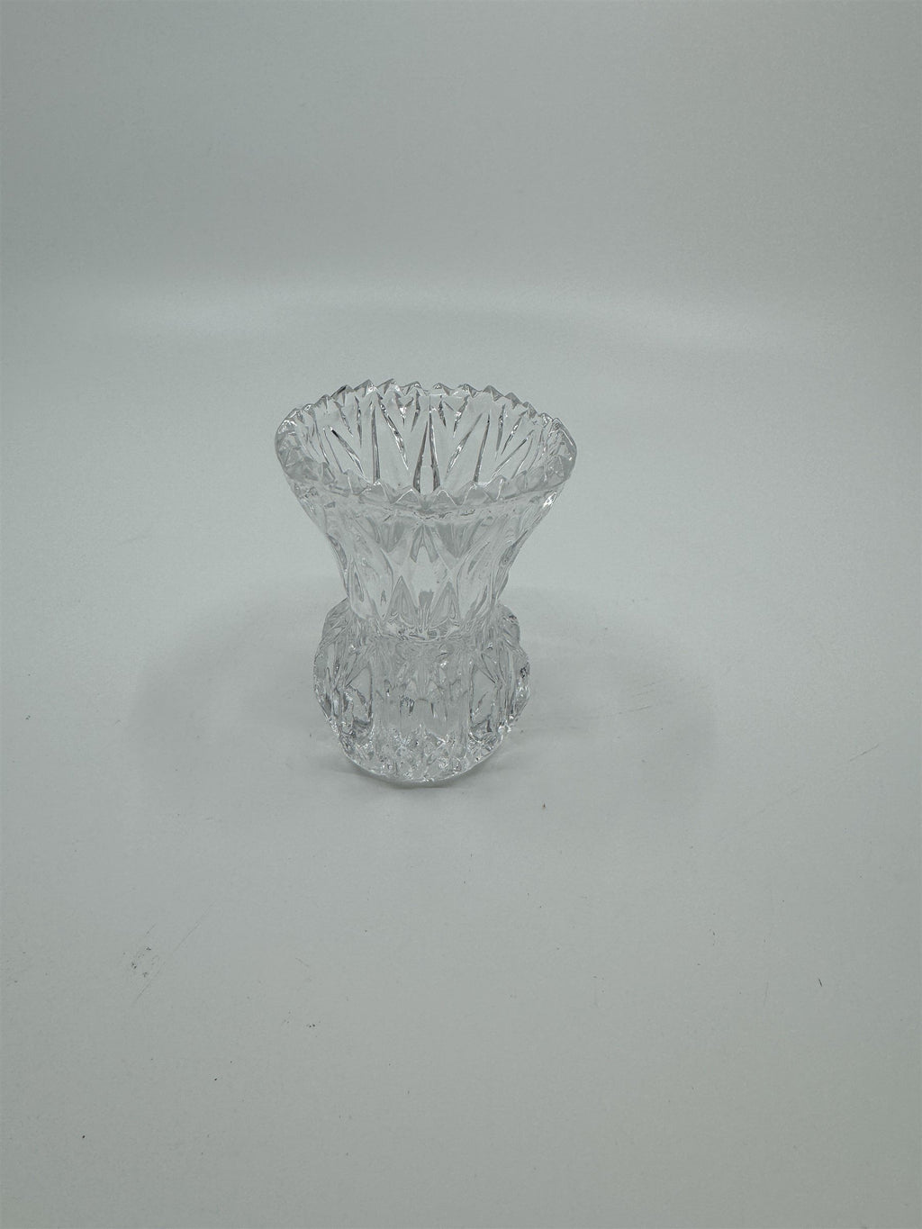 Vintage Crystal Toothpick Holder or Shot Glass Pointed Top Ornate Glass