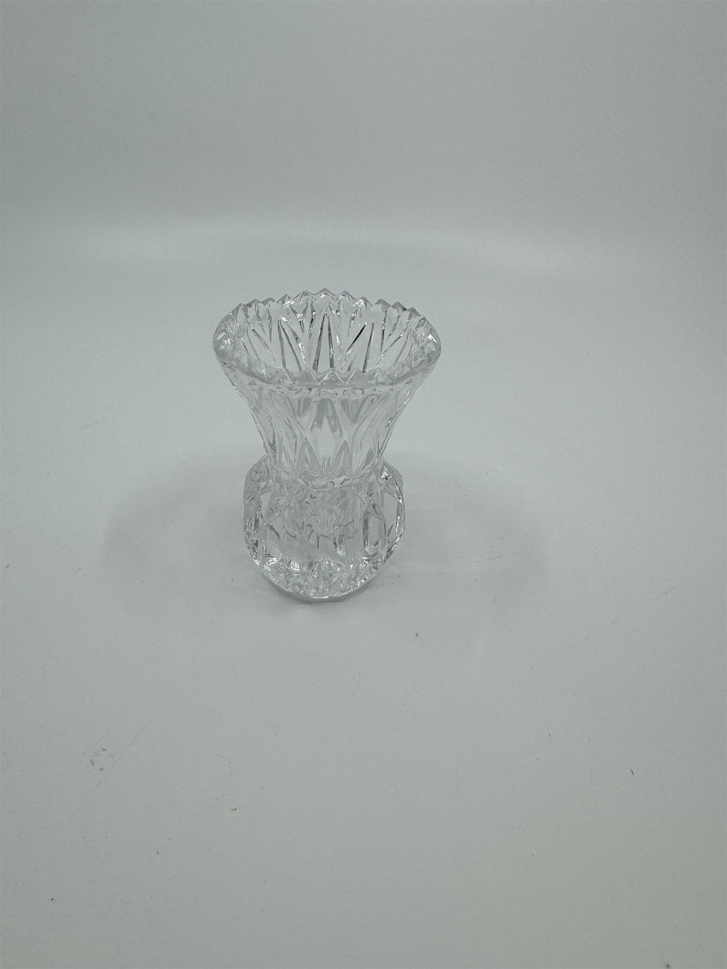 Vintage Crystal Toothpick Holder or Shot Glass Pointed Top Ornate Glass