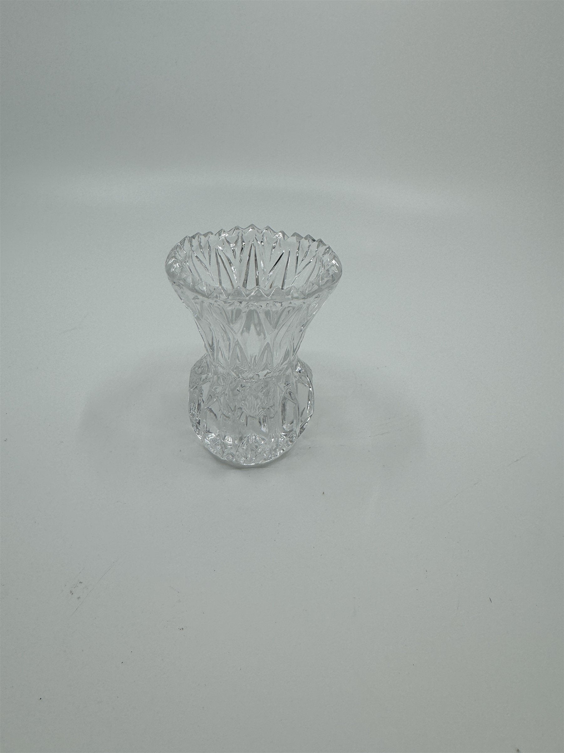 Vintage Crystal Toothpick Holder or Shot Glass Pointed Top Ornate Glass