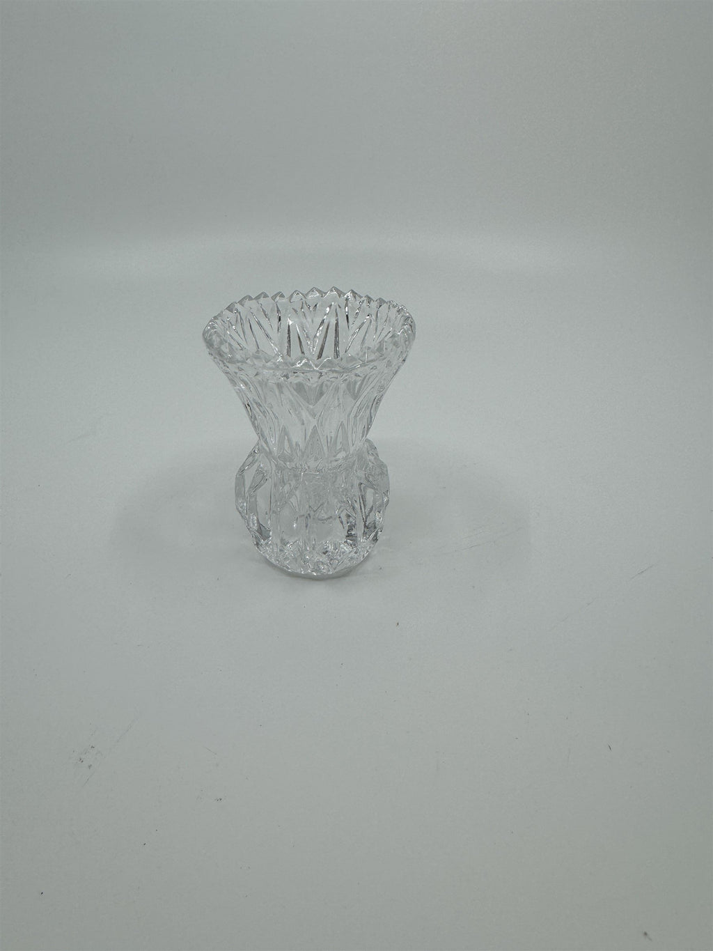 Vintage Crystal Toothpick Holder or Shot Glass Pointed Top Ornate Glass