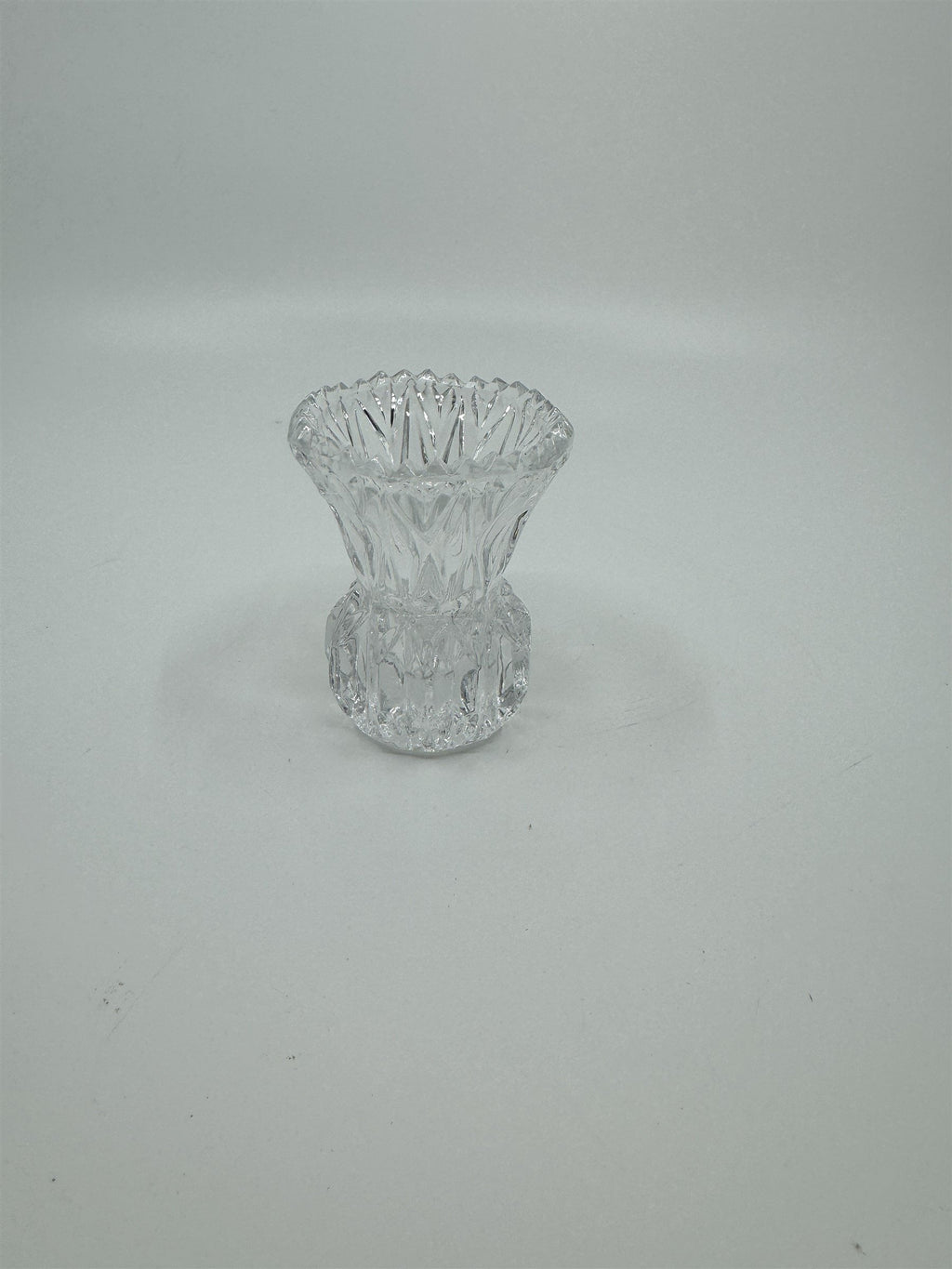 Vintage Crystal Toothpick Holder or Shot Glass Pointed Top Ornate Glass