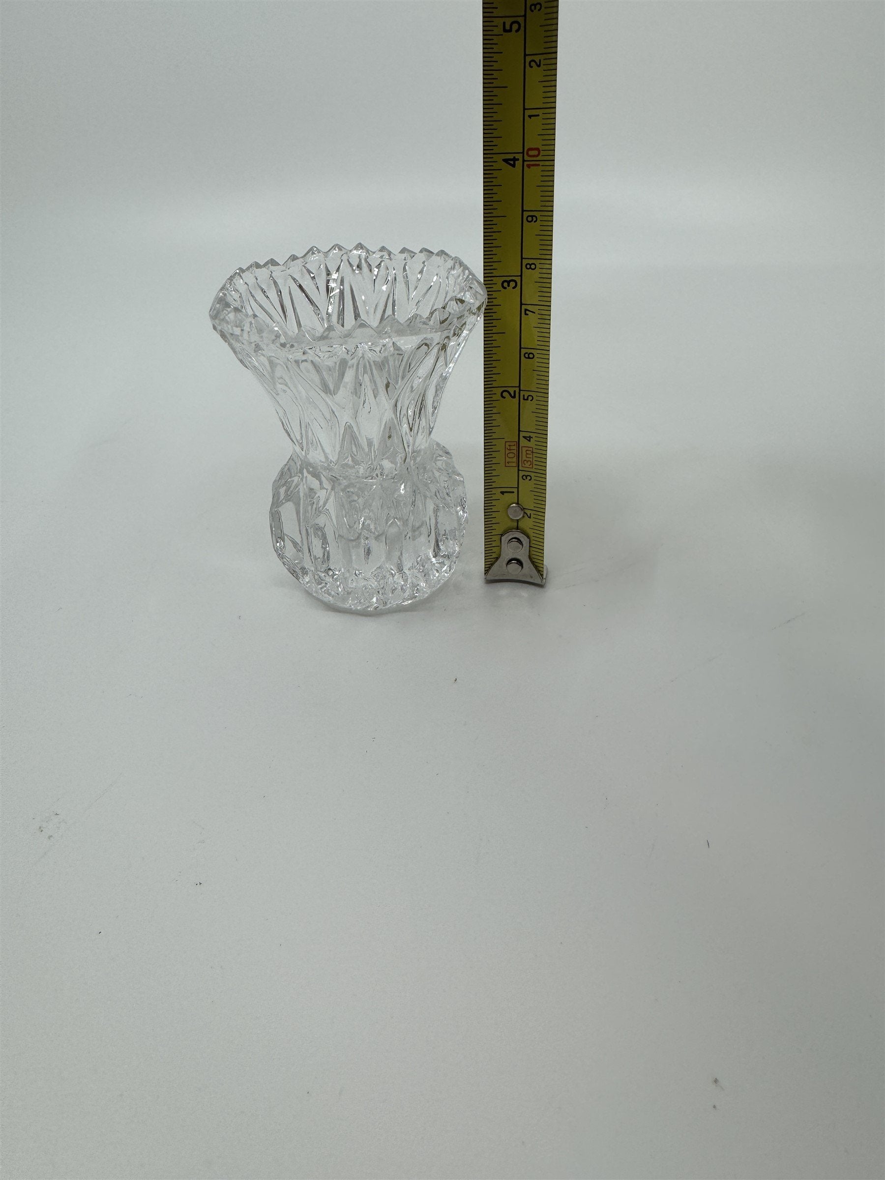 Vintage Crystal Toothpick Holder or Shot Glass Pointed Top Ornate Glass