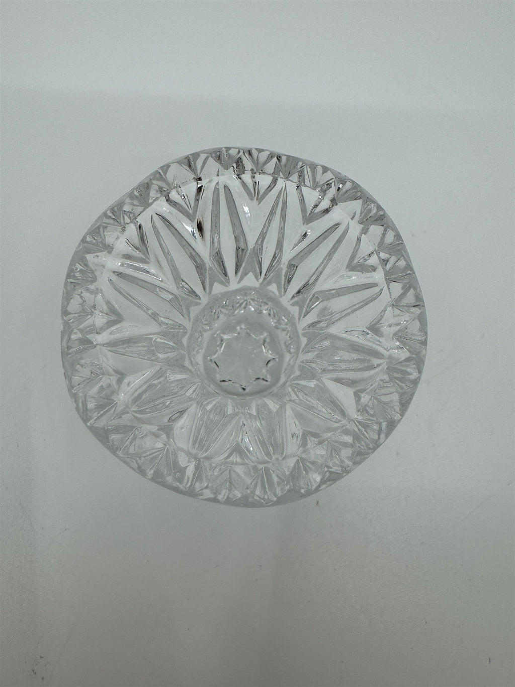 Vintage Crystal Toothpick Holder or Shot Glass Pointed Top Ornate Glass