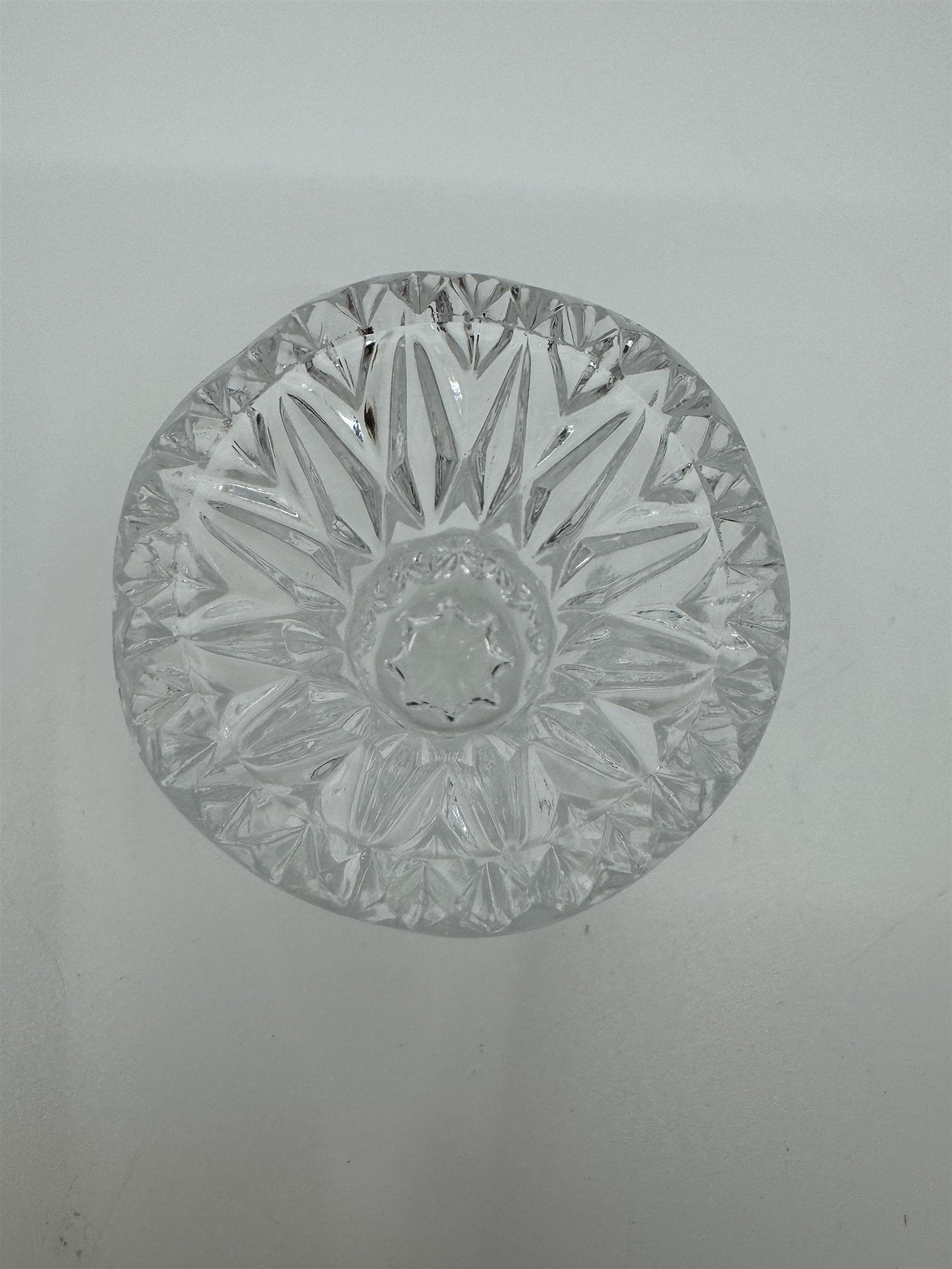 Vintage Crystal Toothpick Holder or Shot Glass Pointed Top Ornate Glass