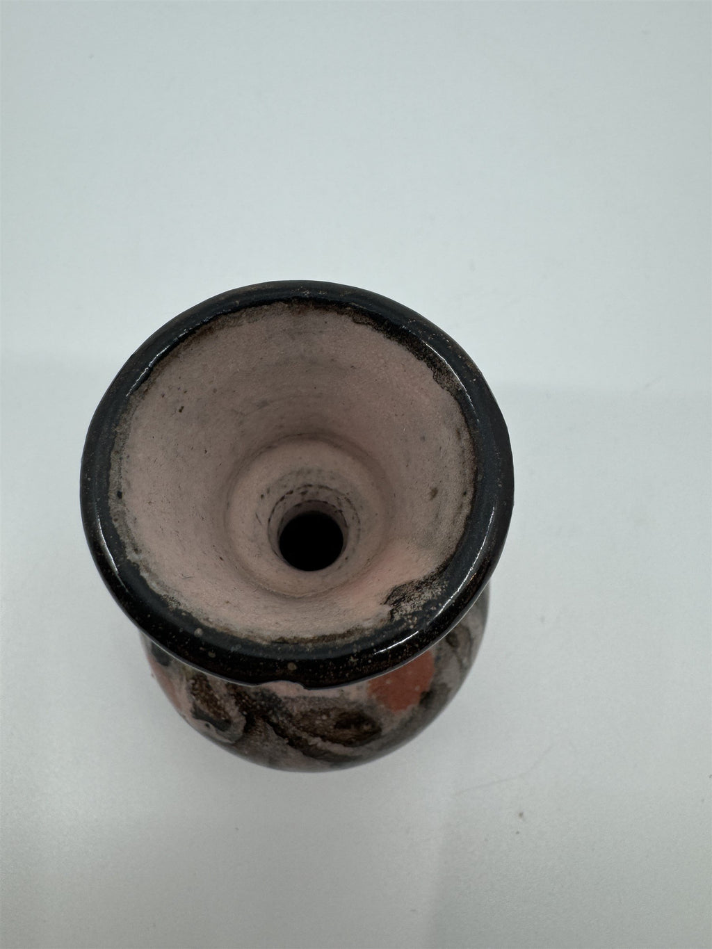 Vintage Hand Painted Handmade Pottery Pink&Gray Flower Floral Unique Bud Vase
