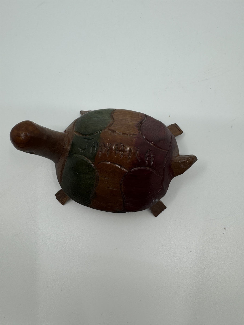 Hand Carved Jamaica Souvenir Wooden Multi-Colored Turtle Tortoise Jamaican Gift