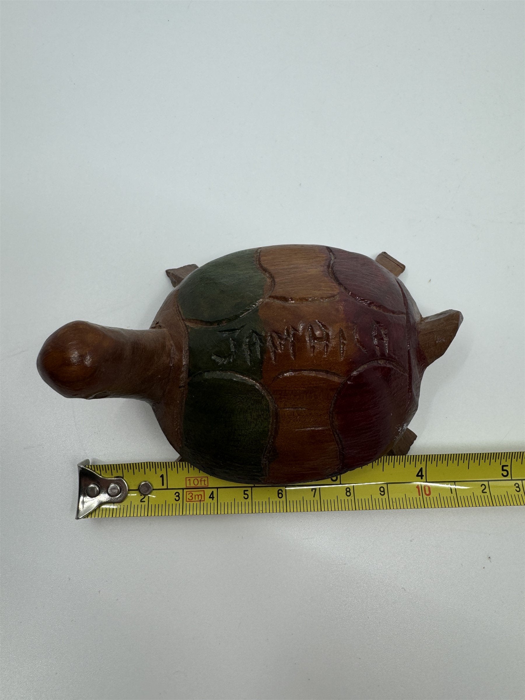 Hand Carved Jamaica Souvenir Wooden Multi-Colored Turtle Tortoise Jamaican Gift