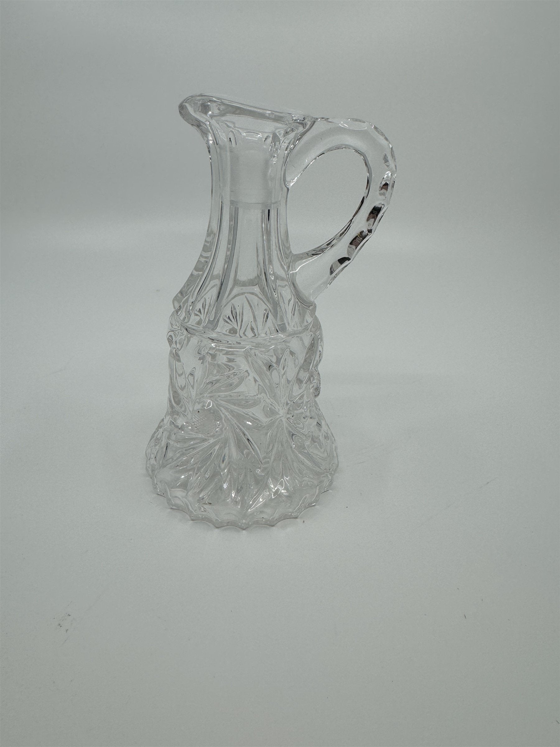 Vintage Clear Crystal Small Cruet Pitcher Creamer Pitcher No Topper Decanter