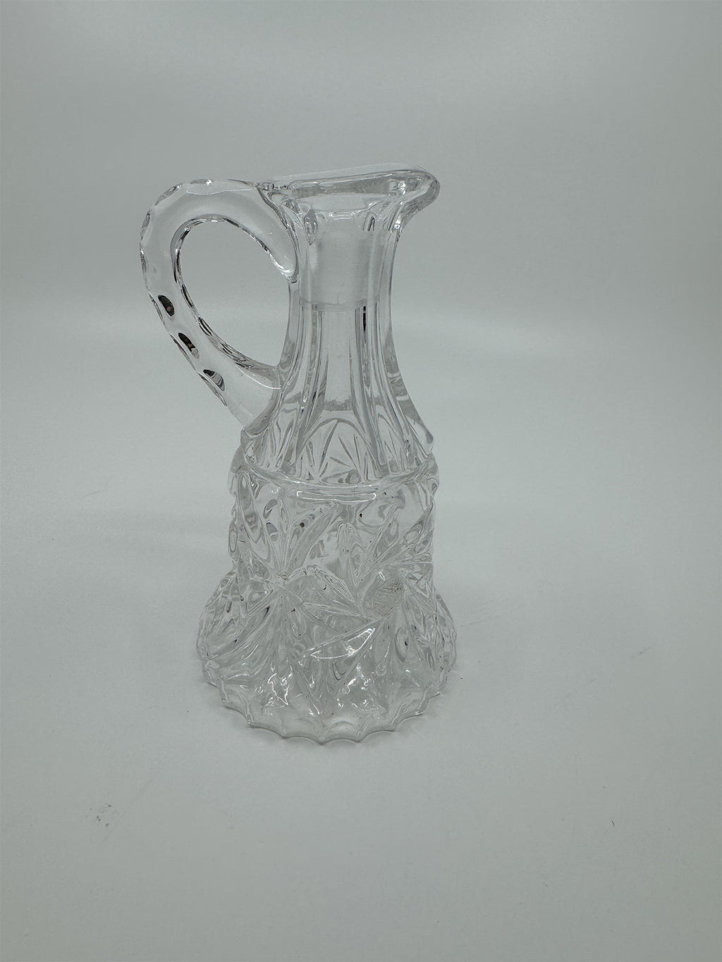 Vintage Clear Crystal Small Cruet Pitcher Creamer Pitcher No Topper Decanter