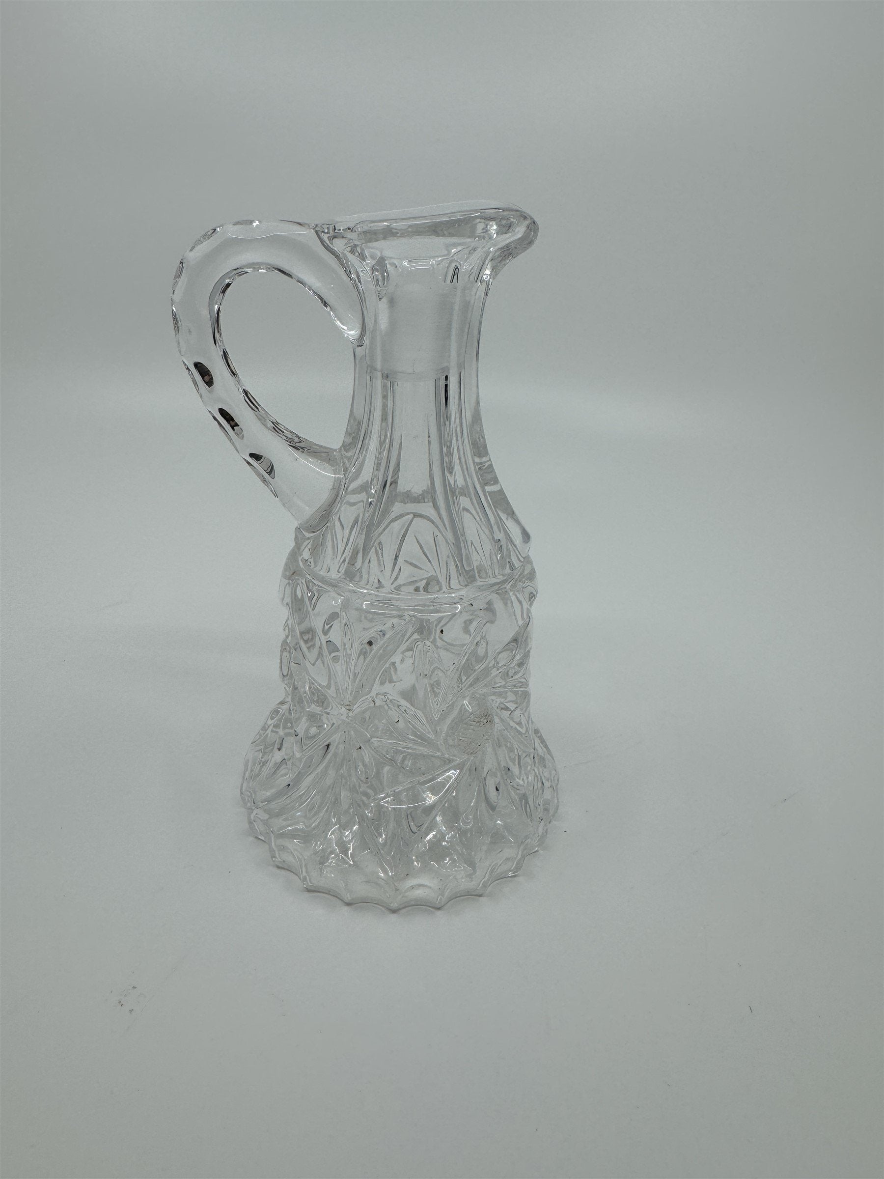 Vintage Clear Crystal Small Cruet Pitcher Creamer Pitcher No Topper Decanter