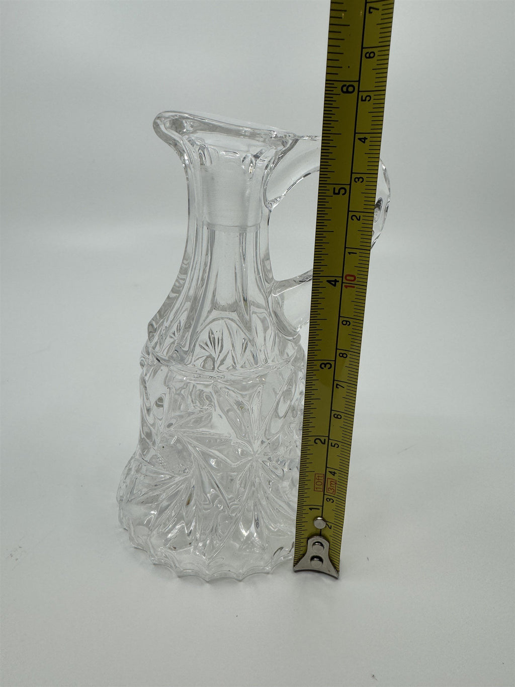 Vintage Clear Crystal Small Cruet Pitcher Creamer Pitcher No Topper Decanter