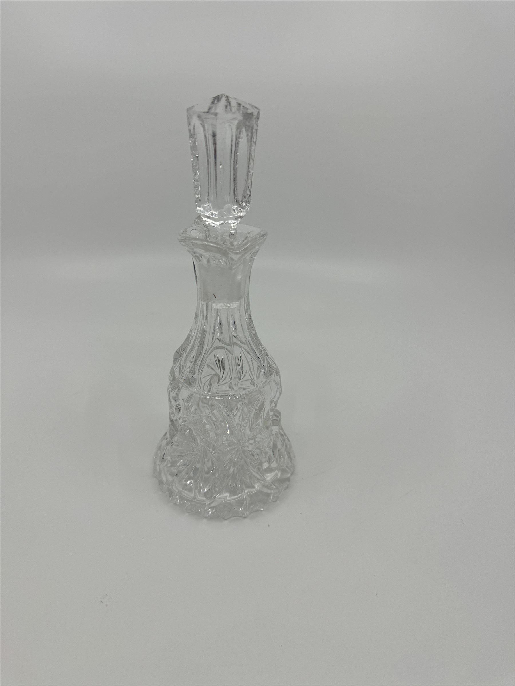 Vintage Clear Crystal Small Cruet Pitcher Creamer Pitcher /w Topper Decanter