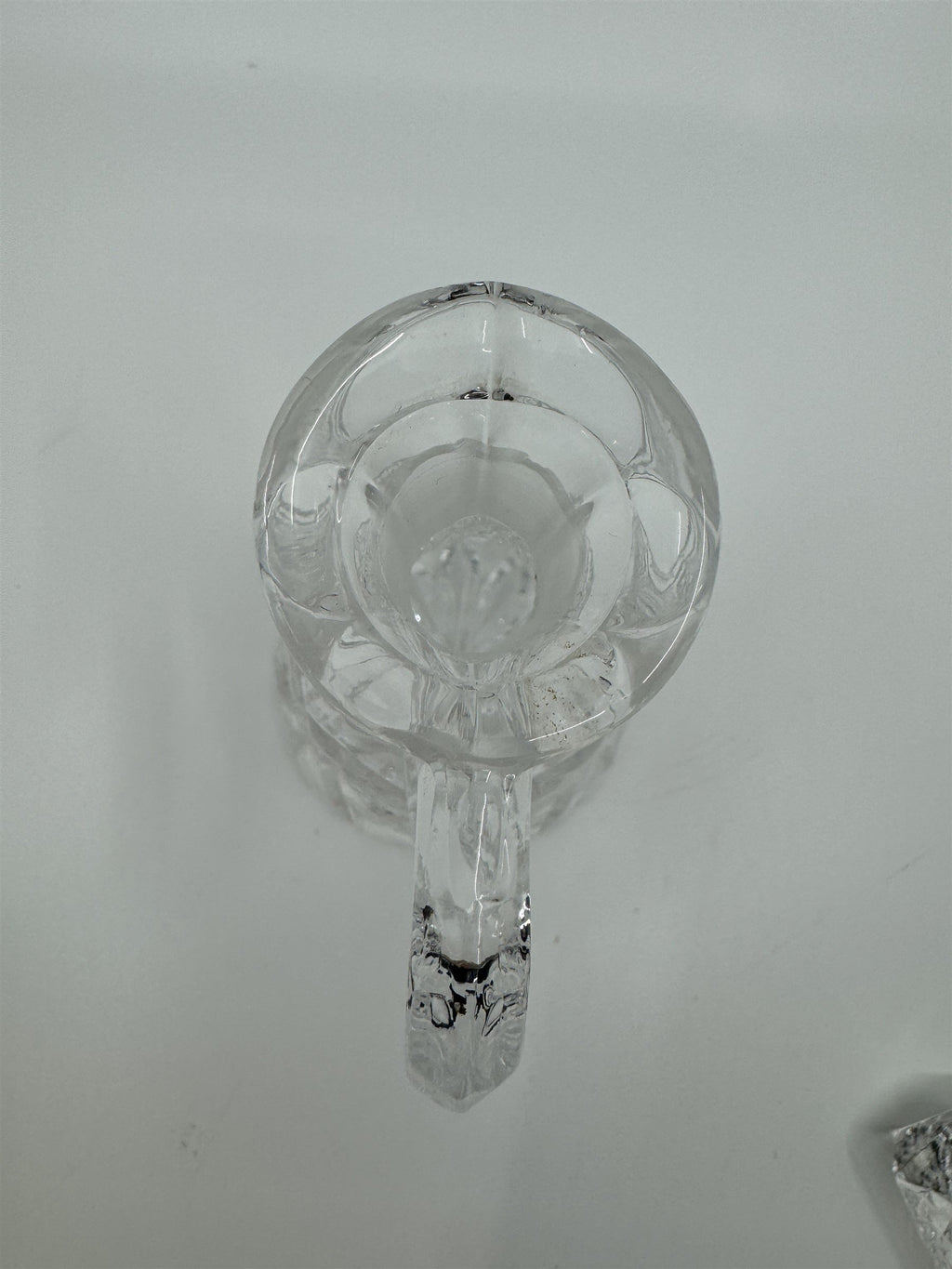 Vintage Clear Crystal Small Cruet Pitcher Creamer Pitcher /w Topper Decanter