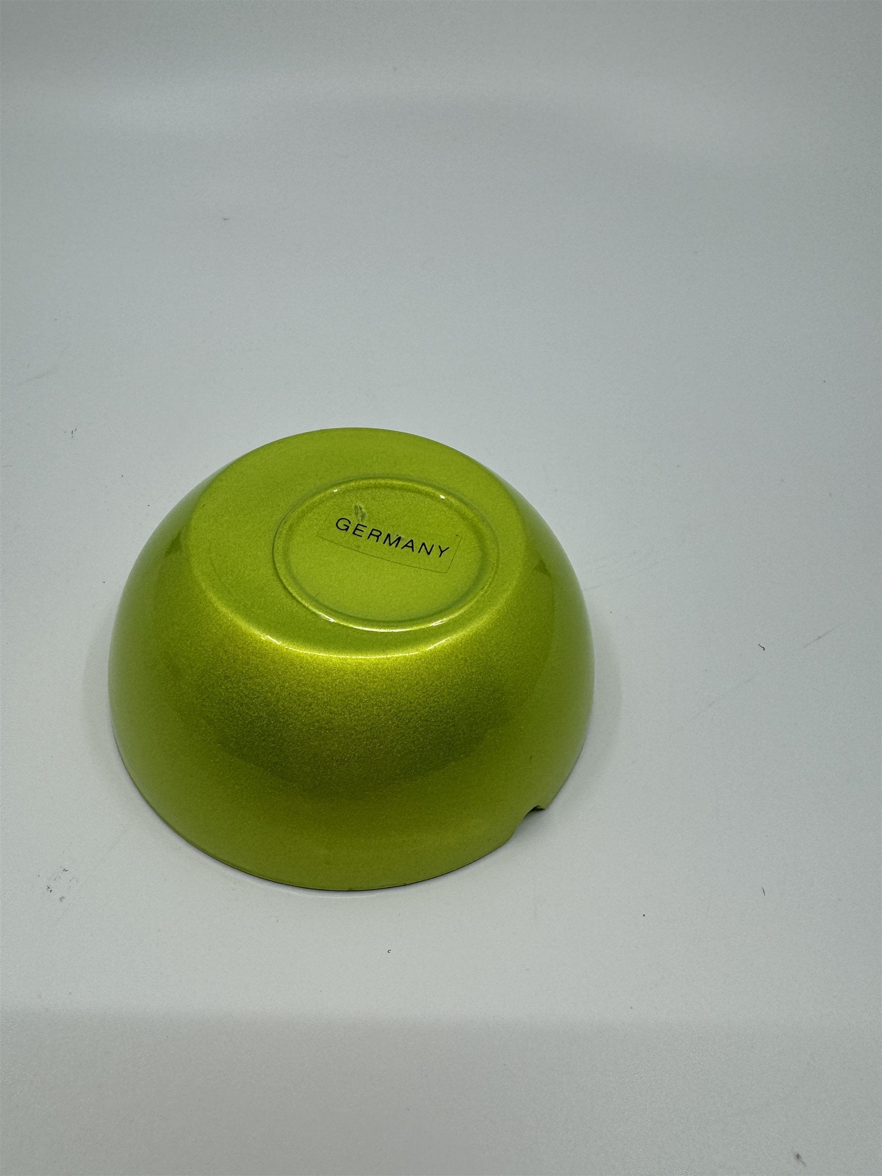 Mid Century Modem Leonardo Germany Art Glass Ashtray /w Stickers GREEN Vibrant