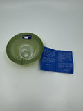 Mid Century Modem Leonardo Germany Art Glass Ashtray /w Stickers GREEN Vibrant