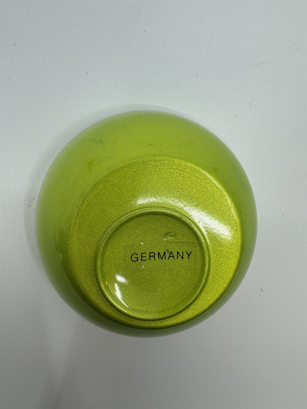 Mid Century Modem Leonardo Germany Art Glass Ashtray /w Stickers GREEN Vibrant