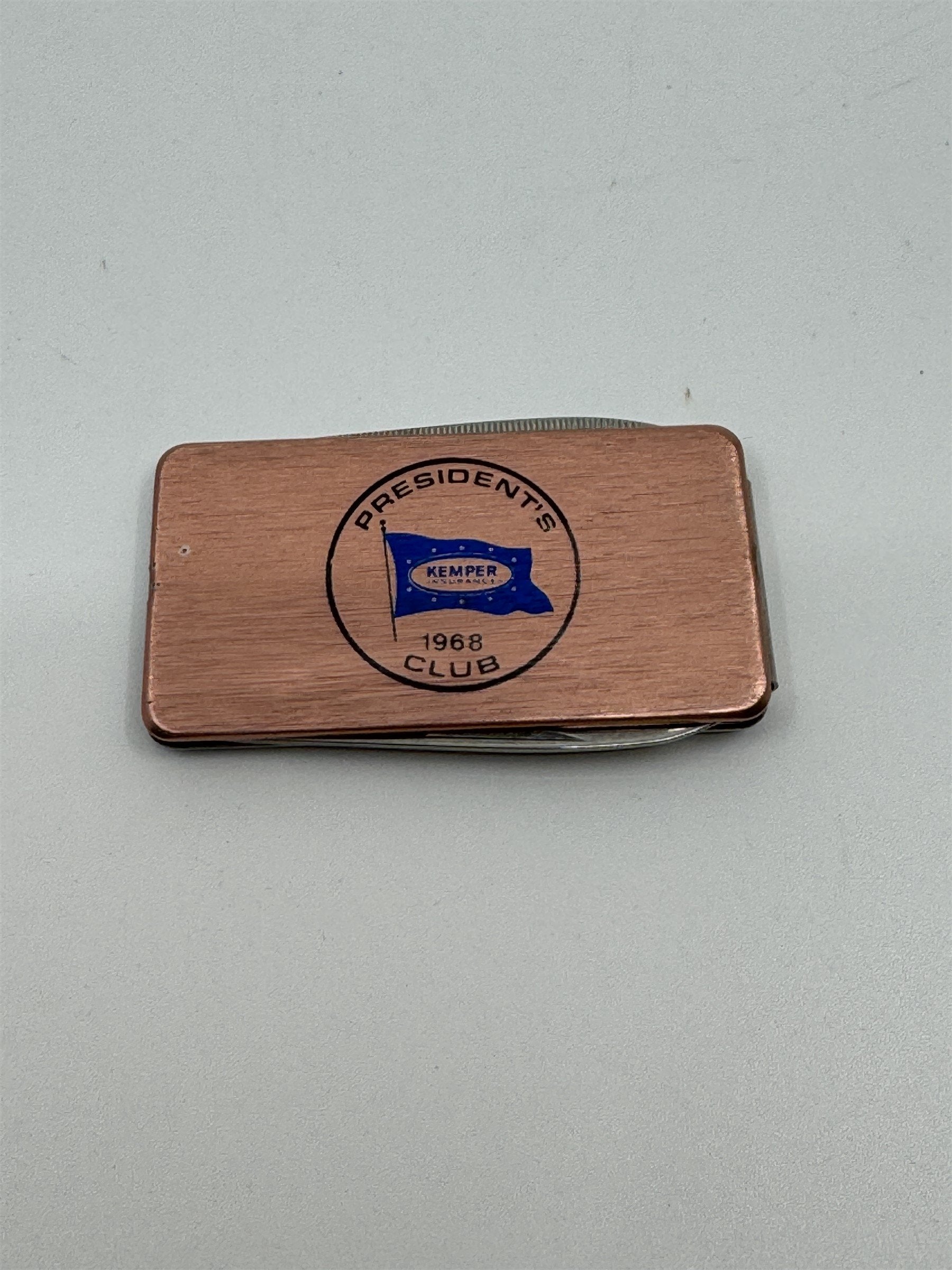 Vintage Kemper Insurance 1968 President's Club Imperial Stainless USA Money Clip