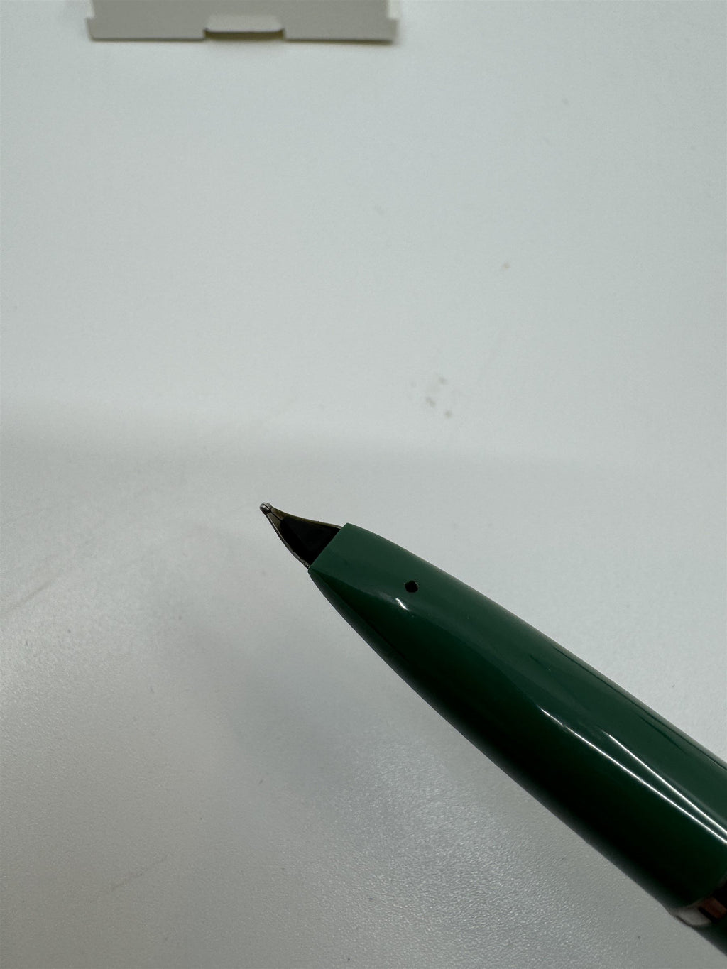 Vintage Sheaffer's Green Resin Fountain Pen /w Blue Ink Cartridge (Dry) In Box