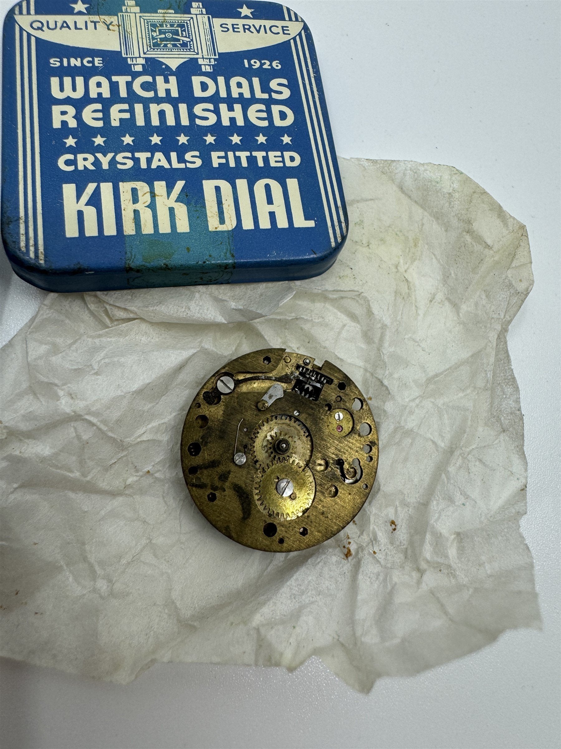 Vintage Kirk Dial Watch Dials Refinished Crystals Fitted Watch Dial /w Tin